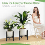 LUE BONA 2 Pack HDPS Plant Stand, Adjustable Plant Stand Indoor for 8-12 Inches Pots, Mid Century Modern Plant Holder for Indoor, Outdoor, Black