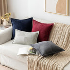 MIULEE Dark Grey Corduroy Decorative Euro Sham Pillow Covers 24x24 Inch with Splicing Set of 2 Soft Boho Pillow Covers Broadside Textured Pillowcases for Couch Bed Livingroom