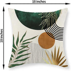 Boho Pillow Covers 18x18 Set of 2 Gold Green Throw Pillows Modern Mid Century Pillowcase Tropical Leaves Orange Sun Decorative Pillows Outdoor Decorations Bohemian Cushion Case for Sofa Home
