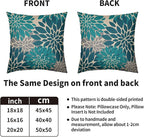 Teal Grey Gray Pillow Covers 22X22 Inch Set of 2, Modern Dahlia Floral Print Decorative Throw Pillow Covers Outdoor Farmhouse Cushion Case for Home Couch Sofa Bed Decoration