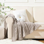 Battilo Light Grey Throw Blanket for Couch, Woven Chenille Knit Throw Blanket Versatile for Chair, 51 x 67 Inch Super Soft Warm Decorative Blanket for Bed, Sofa and Living Room