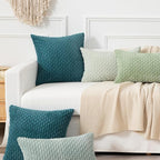 Kevin Textile 16x24 Inch Pillow Cover 1 Pack Boho Decorative Soft Striped Corduroy Lumbar Farmhouse Color Accent Rectangle Cushion Case for Living Room Couch Sofa Bed, Teal Blue