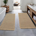 MIULEE Set of 2 Waffle Bathroom Runner Rugs, Boho Bath Rugs Non Slip Washable, Super Absorbent Runner Bath Mats, Rubber Backed Shower Mats for Hallway Bedroom Laundry Room, Brown, 2'x6'(24x72 Inch)