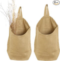 100% Linen Hanging Storage Bags Baskets 2 Pcs, Small Wall Storage Bag for Kitchen, Bedroom, RV Camper Organizer, Sewing Room, Nursery Storage, Kids Room, Dark Yellow