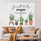 XLDLIOO Mental Health Gifts, Mental Health Plant Classroom Tapestry, Growth Looks Different for Everyone Tapestry Hanging for Bedroom, Inspirational Tapestries Wall Decor for Classroom Therapy Office Room 60x50in