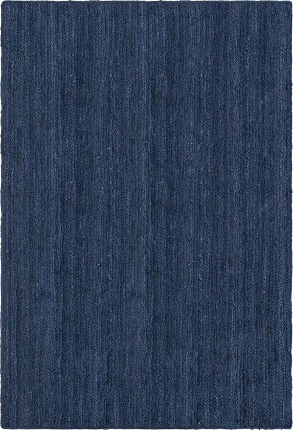 Unique Loom Braided Jute Collection Area Rug - Dhaka (4' 1" x 6' 1" Rectangle, Navy Blue)