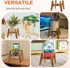 Wood Plant Stand Indoor (Set of 2) – 7 Inch Acacia Wood Plant Holder Stand for Pots, Small Mid Century Modern Planter Stand, 6 Inch Height Elevated Wooden Plant Stand (Stand Only)