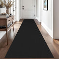 EARTHALL Woven Runner Rug 2.6x10 Ft Washable Runners for Hallways Long Non Slip Rubber Backed Kitchen Runner Braided Indoor Floor Carpet Runners for Entryway, Hallway, Kitchen, Black/Grey