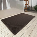AMOAMI Upgraded Waffle Bath Mat, Super Absorbent Non Slip Bath Mats for Bathroom Floor, Machine Washable Bathroom Rugs with Tassels, Rubber Backed Bathroom Mats, Ultra Soft, 18" x 30", Chocolate