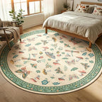 Mushroom Insect 6ft Round Rug Washable Non-Slip Soft Ultra-Thin Small Boho Circle Carpet for Entryway Kitchen Bedroom Nursery Dining Room Khaki Green