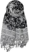 Achillea Reversible Paisley Pashmina Rave Scarf – Exotic Indian Shawls and Wraps for Evening Dresses, Festivals, All Seasons