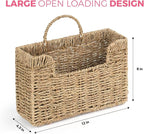 Handwoven Seagrass Wall Magazine Holder - Natural Hanging Organizer for Mail, Newspapers & Magazines, Books & Files - Decorative Boho Storage Basket for Entryway, Bathroom, Living Room, Office.