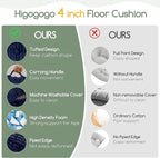 Washable Floor Pillow Cushion for Adults, Meditation Cushion Pillow, Removable Tufted Blended Corduroy Cover, Large Square Floor Sitting for Tatami Living Room or Yoga, 2Pack, Machine Washable