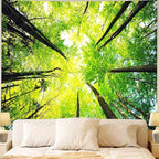 Onivein Green Forest Tapestry Nature Tapestry Ceiling Tree Sunlight Landscape Tapestries for Bedroom Living Room Office Classroom Decor 60 x 50 Inches