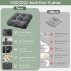 HIGOGOGO Floor Pillow Cushion for Adults, Meditation Cushion Pillow, Large Square Floor Sitting, Tufted Corduroy Cover, for Tatami Living Room or Yoga, 22x22 Inch, Dark Grey