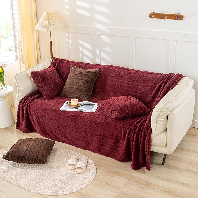 YUSOKI Twin XL Blanket Single Layer,Weight(3.1lb),370GMS-3D Stylish Design for Gift Home Decor (Burgundy Red,65"x90")