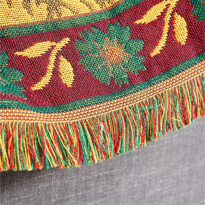 Red Sunflower Throw Blanket with Fringe Boho Throw Blankets Recliner Chair Couch Sofa Cover Woven Reversible Cotton Bohemian Tapestry Hippie Room Home Decor Double Side 50"x70"