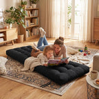 Long Floor Cushion Large Floor Cushion with Brushed Cotton 74.8 x 27.5 x 3.15 in Jumbo Lounger Pillow for Outdoor Indoor Bay Window Meditation Yoga Reading Sleeping(1 Pc,Black)