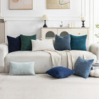 Set of 4 Soft Textured Decorative Throw Pillow Covers 24x24 Inch Cozy Farmhouse Cushion Cover Square Accent Pillow Cases for Bed Couch Sofa Living Room, Teal