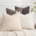 Set of 4 Soft Textured Decorative Throw Pillow Covers 18x18 Inch Cozy Farmhouse Cushion Cover Square Accent Pillow Cases for Bed Couch Sofa Living Room, Neutral