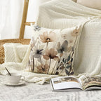 AVOIN colorlife Poppy Flowers Chinoiserie Fall Throw Pillow Cover, 18 x 18 Inch Seasonal Fall Leaves Cushion Case Decoration for Sofa Couch Farmhouse