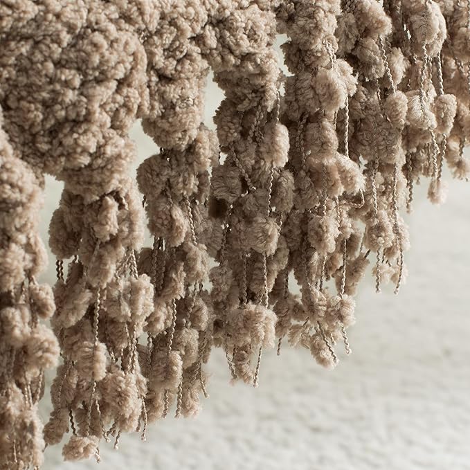 Throw Blanket for Couch, Taupe Tan Luxury Knitted Throws 60"x80", Textured Blankets with Handmade Fringe Tassels for Bed Sofa Decorative, Chunky Soft Farmhouse Boho Home Decor