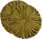 SARO LIFESTYLE Round Velvet Pintucked Poly Filled Throw Pillow (Set of 2)