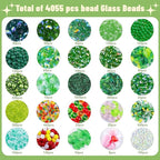 Wurosi 4074 Pcs Green Glass Beaded Plant Kit with Rattan Basket, Forever Plant Beaded Making Kit with Hanging Chain and Manual, Green Crystal Leaf Beads for Jewelry Making Beaded Plants