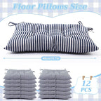 Geetery 12 Pcs Floor Pillows for Classroom Bulk Square Seating Cushions for Floor Chair School Kindergarten Reading Corner, 15.7'' Large Thick Meditation Cushions Yoga Nursery Daycare (Stripe)