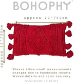 Boho Neutral Textured Throw Pillow Cover Tufted Decorative Pillowcase Nursery Cushion Cover cojin decorativo (Holiday Red)
