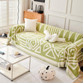 ROOMLIFE Boho Couch Cover for 3 Cushion Couch L Shape Sofa Covers for Sectional Sofa Reversible Silpcover for Dogs Washable Chenille Furniture Protector for Living Room,91"x118"