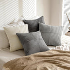 MIULEE Neutral Grey Decorative Throw Pillow Covers 20x20 Inch Set of 4 Modern Farmhouse Corduroy Cushion Cases Striped Patchwork Pillow Cases for Couch Sofa Bedroom Home Decor