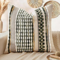 ANRODUO Pack of 1 Boho Decorative Throw Pillow Covers 18x18 Farmhouse Cushion Case Striped Chenille Pillow Cases Square Pillow Covers Accent Neutral Pillowcase for Sofa Couch Bed, Olive Green Stripe
