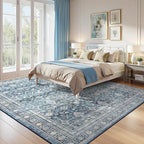 Lofus 10x14 Area Rug for Living Room,Blue Washable Area Rugs with Non-Slip Backing,Soft Boho Carpets for Bedroom Dining Room Home Office Indoor Nursery