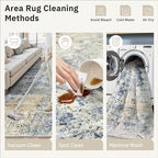 Abstract Rug 8x10 Large Living Room Rugs Neutral Modern Washable Area Rugs for Bedroom Dining Room Non-Slip Stain Resistant Foldable Thin Rug Blue Yellow