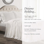 Lush Decor Ruffle Skirt Bedspread Set - 3-Piece Luxurious Farmhouse Bedding - Elegant Ruffle Detail - Timeless Style - Soft Lightweight Sheets - Queen, White