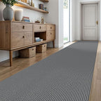KOZYFLY Extra Long Runners for Hallways 3x20 ft Washable Kitchen Runner Non Slip Rubber Backed Hallway Rug Cotton Entryway Runner Rug Floor Carpet for Indoor Hall, Kitchen, Stair, Grey/Dark Grey
