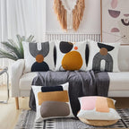 Retro Boho Textured Accent Mid Century Throw Pillow Covers Modern Vintage Minimalist Geometric Decorative Abstract Pillowcase for Sofa,1PC 18x18,Brown Black and Gray