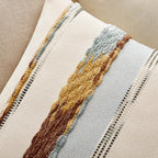 ANRODUO Pack of 1 Boho Decorative Throw Pillow Covers 18x18 Farmhouse Cushion Case Striped Chenille Pillow Cases Square Pillow Covers Accent Neutral Pillowcase for Sofa Couch Bed, Blue-Earth Tones