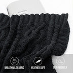 Battilo Black Throw Blanket for Couch, Cable Knit Blanket for Bed,Chair, Home Decor, Soft Cozy Woven Chenille Throw Blanket, Decorative Boho Throw Blanket, 51"x67"