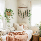 Artificial Eucalyptus Wall Hanging Decor Fake Plant Greenery Leaves Chip Strands Beads Garland on 16.5 inch Stick Boho Rustic Farmhouse Nature Bathroom Bedroom Living Room Decorations