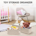 3-Pack Small Storage Baskets for Organizing | Woven Shelf Toy Basket | Rope Baskets for Gifts Empty | Closet Organizer Bins with Handles | Cube Decorative Box | 11.8×7.8×5.1” | Mixed brown