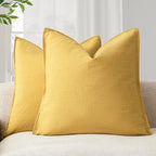 Foindtower Pack of 2, Decorative Linen Soild Throw Pillow Covers Soft Accent Euro Cushion Case Farmhouse Neutral Pillowcase for Chair Couch Sofa Bed Living Room Home Decor 20 x 20 Inch Ginger Yellow