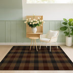 Neutral 4x6 Area Rug for Indoor Entrance - Easy Jute Brown and Red Checkered Rug for Large Entryway, Small Living Room, Stain Resistant Low Pile Retro Vintage Dark Décor