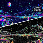 Zussun Blacklight Mountain Tapestry Starry Night Tapestries for Bedroom Aesthetic Moon and Stars Tapastry Wall Hanging Glow in The Dark Nature Forest Wall Tapestry for Living Room Dorm (60'' × 44'')