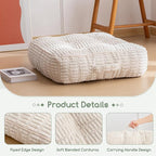 6" Washable Floor Pillow Cushion for Adults, Meditation Cushion Pillow, Removable Tufted Blended Corduroy Cover, Large Square Floor Sitting for Tatami Living Room or Yoga, 22x22 Inch, Machine Washable