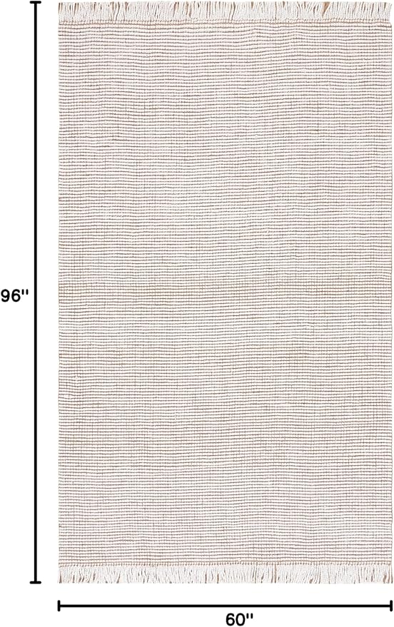 SAFAVIEH Natural Fiber Collection Area Rug - 5' x 8', Ivory & Natural, Handmade Woven Farmhouse Fringe Jute, Ideal for High Traffic Areas in Living Room, Bedroom (NF826A)