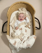 Muslin Ruffled Baby Blanket, Extra Large 52 x 52 Inches, Soft Breathable Cotton Crib Blanket for Newborn Infant Toddler (Vintage Blossom-Ruffled, Printed)