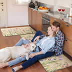 KIMODE Anti Fatigue Kitchen Mats, Farmhouse Kitchen Rugs Sets of 2, Non Slip Waterproof Kitchen Floor Mats, Ergonomic Cushioned Standing Mats for Sink, Laundry, Desk Brown 20"x47"+20"x32"