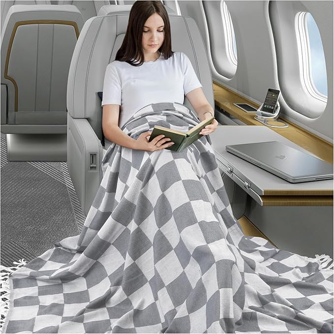 Lightweight Woven Throw Blanket Cotton Large Soft Alaska Cruise Essentials Carnival Ship Must Have Deployment Accessories Airplane Attendant Stuff Kids Travel Sheet Cute Safety Packable Flight Need